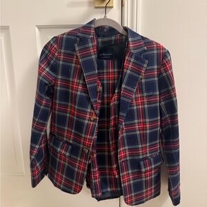 Plaid Blazer, Vest, and Pants with Red and Blue Check Pattern